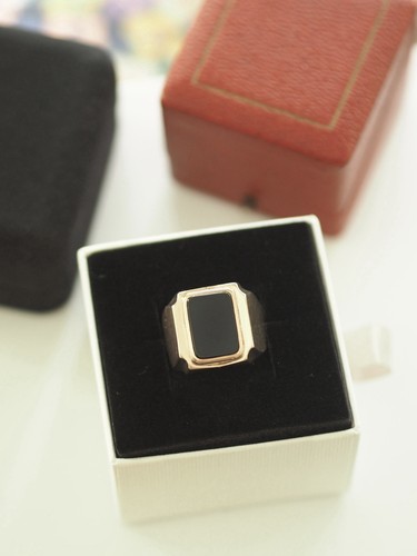 Onyx ring 333 gold herren - ring,