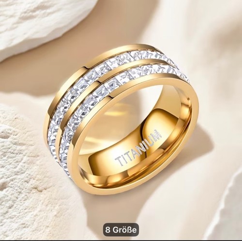 Ring titan goldfarben band mit - goldfarben,