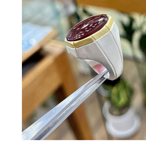 Herrenring silber mit - silber, ovalem