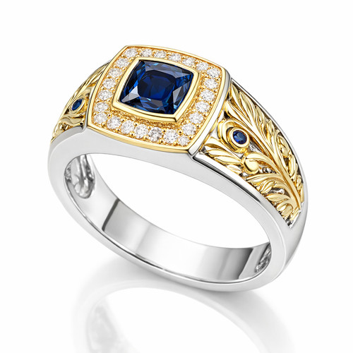 Siegelring gold silber - silber, blauer